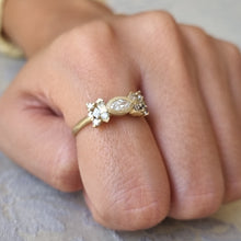 Load image into Gallery viewer, Marquise Diamond and Salt &amp; Pepper Diamond Ring in 14K Gold – Unique Engagement or Fine Jewelry Gift