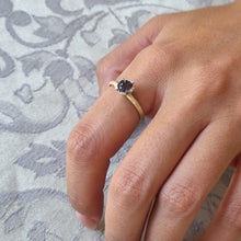 Load image into Gallery viewer, Spinel Solitaire Ring in 14K Gold – Minimalist Fine Jewelry with Textured Claw Setting
