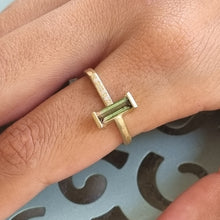 Load image into Gallery viewer, Bi-Color Tourmaline and Diamond Ring in 14K Gold – Modern Fine Jewelry with Watermelon Gemstone