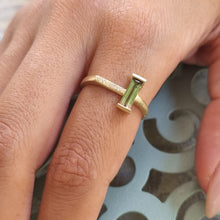 Load image into Gallery viewer, Bi-Color Tourmaline and Diamond Ring in 14K Gold – Modern Fine Jewelry with Watermelon Gemstone