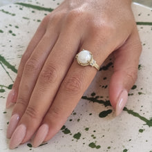 Load image into Gallery viewer, Vintage Inspired Pearl Ring 14k Gold and Diamond Ring