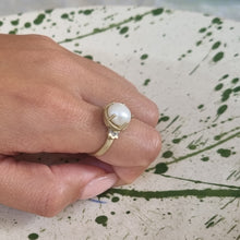 Load image into Gallery viewer, Vintage Inspired Pearl Ring 14k Gold and Diamond Ring