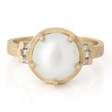 Load image into Gallery viewer, Vintage Inspired Pearl Ring 14k Gold and Diamond Ring