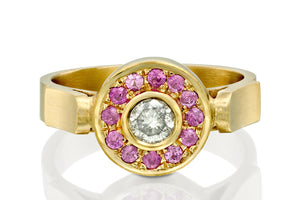 Diamond pink sapphire Engagement Ring