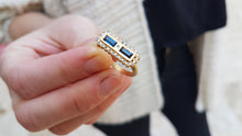 Load image into Gallery viewer, Unique Rectangle Sapphire Engagement Ring