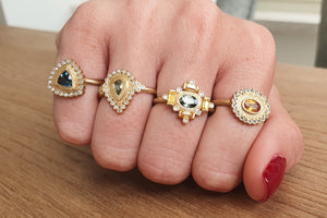 Pear Shape Sapphire Diamonds Engagement Ring