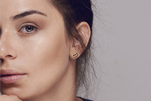 Rectangle Ruby Studs Earrings