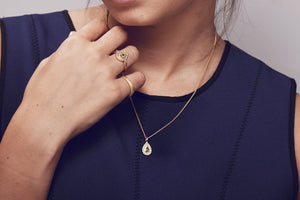Sapphire Diamonds Drop Necklace Gold
