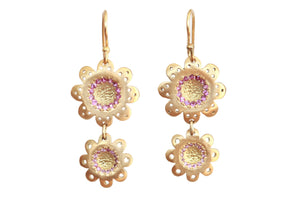 Sapphires dangle  Earrings 18k gold