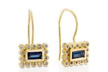 Load image into Gallery viewer, Sapphires Rectangle Earrings Gold