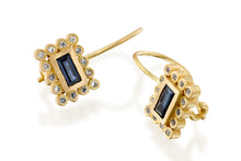 Load image into Gallery viewer, Sapphires Rectangle Earrings Gold