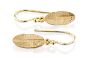 Diamond Ellipse Dangle Earrings 18k Gold
