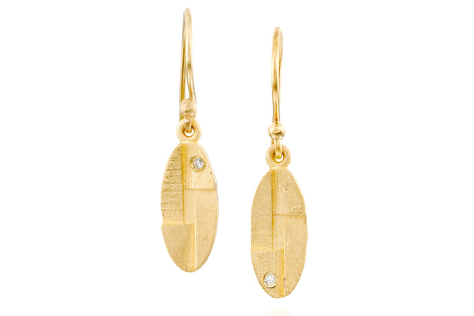 Diamond Ellipse Dangle Earrings 18k Gold