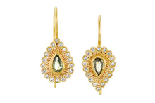 Load image into Gallery viewer, Drop Diamonds Sapphires Hanging Earrings