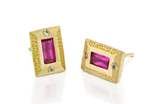 Load image into Gallery viewer, Rectangle Ruby Studs Earrings