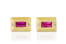 Load image into Gallery viewer, Rectangle Ruby Studs Earrings