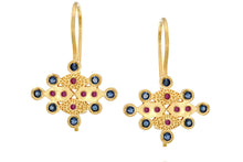 Load image into Gallery viewer, Sapphire Ruby Dangle Earrings