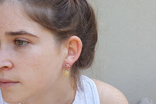 Load image into Gallery viewer, 18k Gold Earrings set with Baguette Diamond, Champagne Diamond