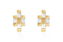 Load image into Gallery viewer, Stud  Post Earrings with Baguette Rectangle Diamonds