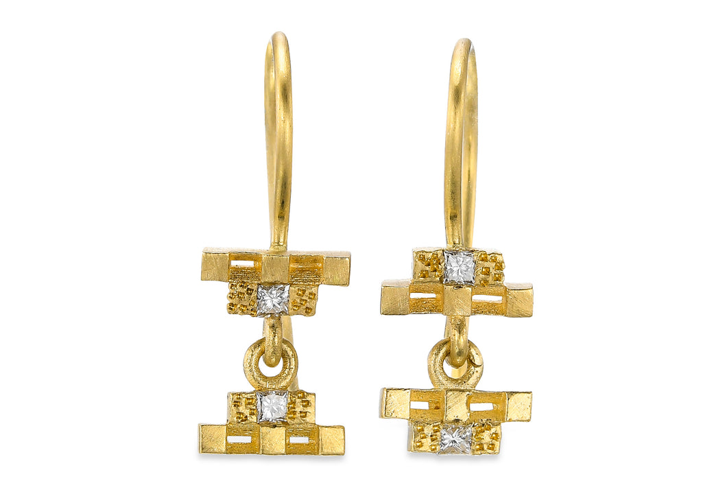 Stud Earrings with square Diamonds Bridal Earrings