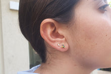 Load image into Gallery viewer, Emerald, Blue Sapphire Stud Earrings