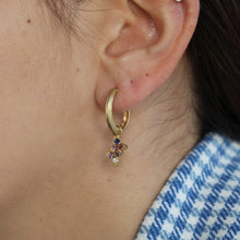 Load image into Gallery viewer, Hoop Earrings in Gold Set with Diamonds, Blue &amp;Lilac Sapphires