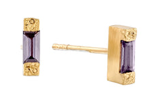 Load image into Gallery viewer, Stud earrings set with Rectangle purple Sapphire