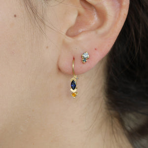 Salt &Pepper and Blue Diamonds Stud Earrings 18k