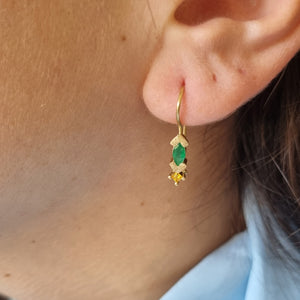 Emerald Yellow Sapphire Marquise Earrings