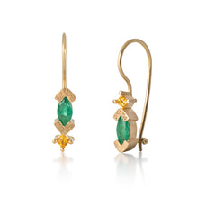 Load image into Gallery viewer, Emerald Yellow Sapphire Marquise Earrings