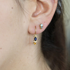 Blue and Yellow Sapphire Marquise Earrings