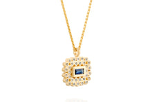 Load image into Gallery viewer, Blue Sapphire Rectangle 18k Necklace