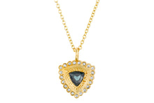 Load image into Gallery viewer, Gold Necklace with Teal Sapphires, Diamonds