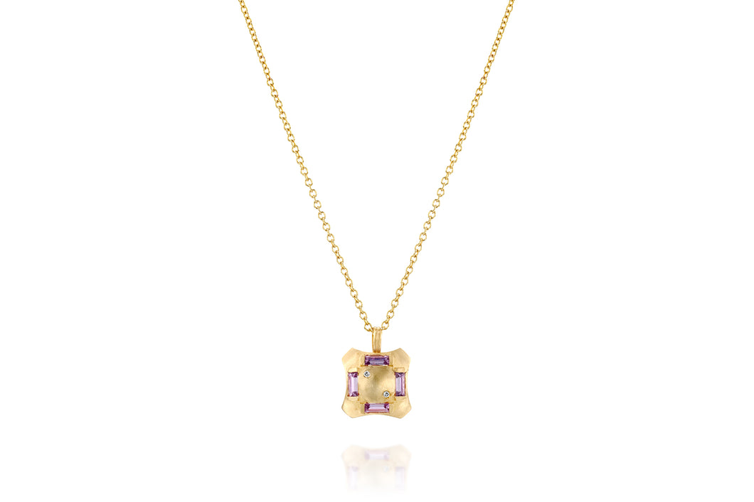 Gold Necklace with purple Sapphire
