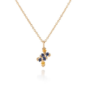 Blue and Yellow Sapphire Necklace 18k Gold