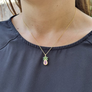Lilac Sapphire Emerald Pear Shape Necklace