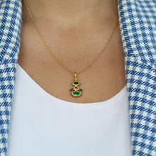 Load image into Gallery viewer, Gold Marquise necklace with green Emerald, Blue Diamond &amp; Yellow Sapphire