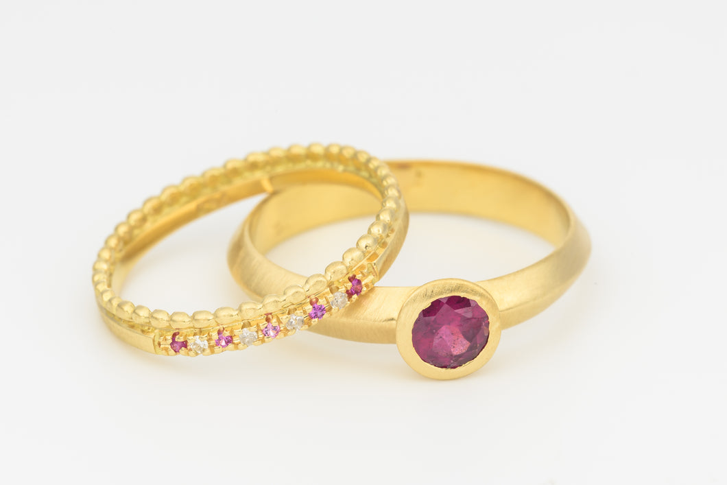 Wedding Rings Set  Ruby, Diamond Sapphire