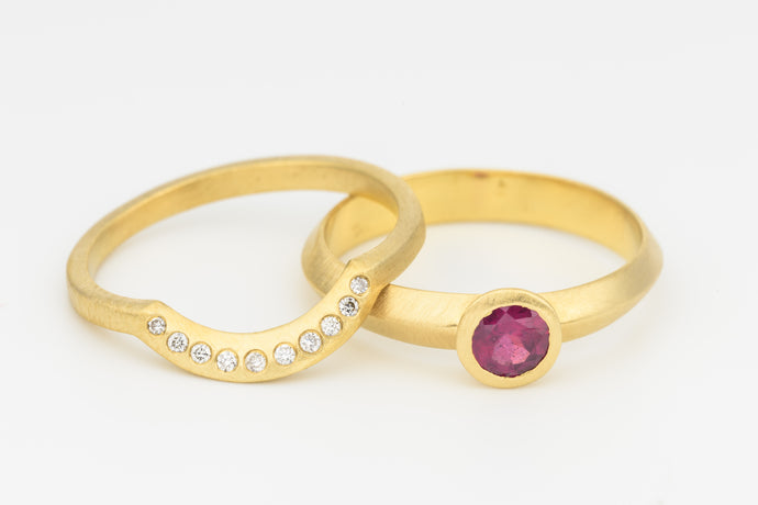 Wedding Rings Set Gold Diamond Ruby