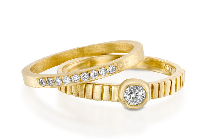 Stack Wedding Rings Set with Diamonds