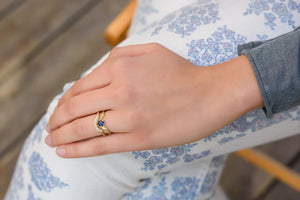 Blue sapphire Wedding Rings Set Diamonds