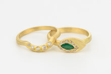 Load image into Gallery viewer, Unique Wedding Rings Emerald Diamonds