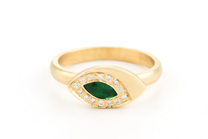 Emerald Marquise Engagement  Ring