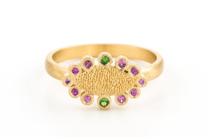18k gold Sapphire Tsavorite Marquise Ring