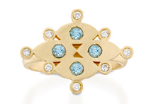 Load image into Gallery viewer, Unique  Ring with Blue Topaz &amp; Diamonds