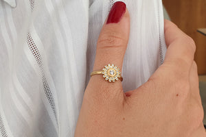 18k Diamond Sapphire engagement Ring