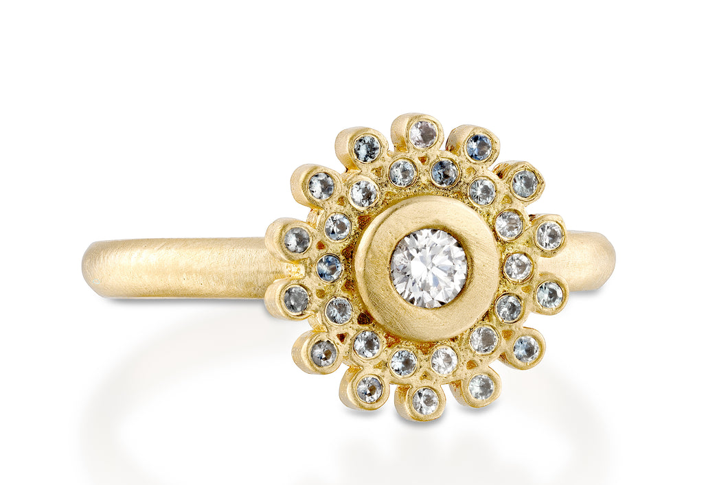 18k Diamond Sapphire engagement Ring