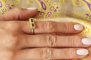 Unique Rectangle Sapphire Engagement Ring