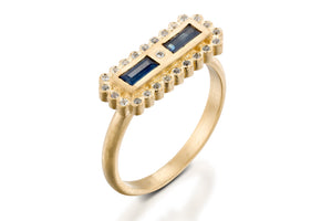 Unique Rectangle Sapphire Engagement Ring