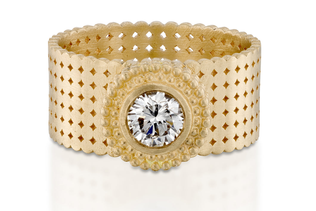 18k gold Diamond Solitaire Wide Ring